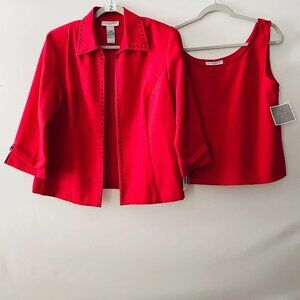 NWT Sag Harbor Womens Red Formal Jacket And Tank 2pcs Outfit Set Size 16